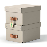 Leitz Puro kleine opbergdoos karton met leren handvaten beige (2 stuks) 213447