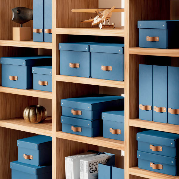 Leitz Puro kleine opbergdoos karton met leren handvaten blauw (2 stuks) 213448 - 3