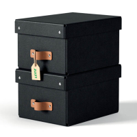 Leitz Puro kleine opbergdoos karton met leren handvaten zwart (2 stuks) 213449