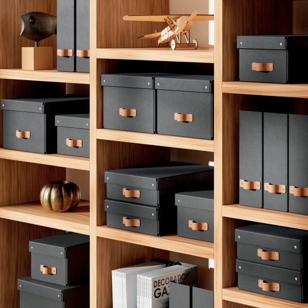 Leitz Puro kleine opbergdoos karton met leren handvaten zwart (2 stuks) 213449 - 3