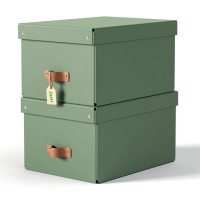 Leitz Puro medium opbergdoos karton met leren handvaten groen (2 stuks) 213454