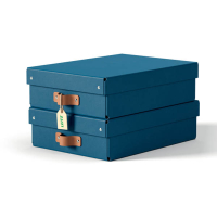 Leitz Puro medium opbergdoos karton met leren handvaten laag blauw (2 stuks) 213452