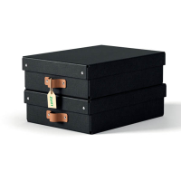 Leitz Puro medium opbergdoos karton met leren handvaten  laag zwart (2 stuks) 213453