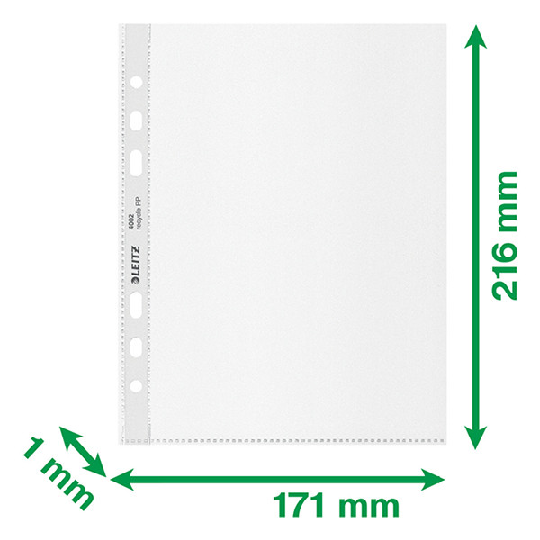 Leitz Recycle geperforeerd hoesje transparant A5 6-gaats 100 micron (25 stuks) 40020003 226486 - 3