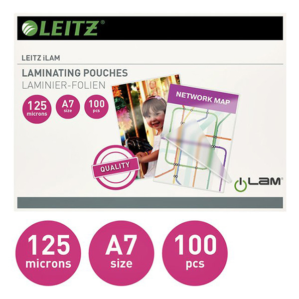 Leitz iLAM lamineerhoes A7 glanzend 2x125 micron (100 stuks) 33805 211114 - 2