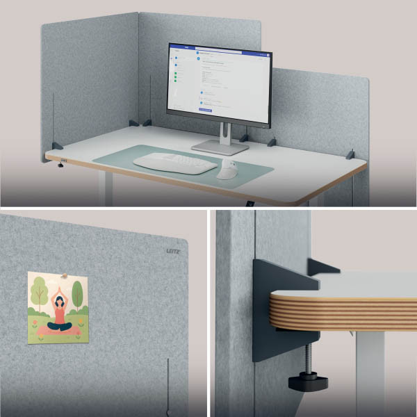 Leitz in hoogte verstelbaar bureauscherm 60 x 70 grijs 243787 - 3
