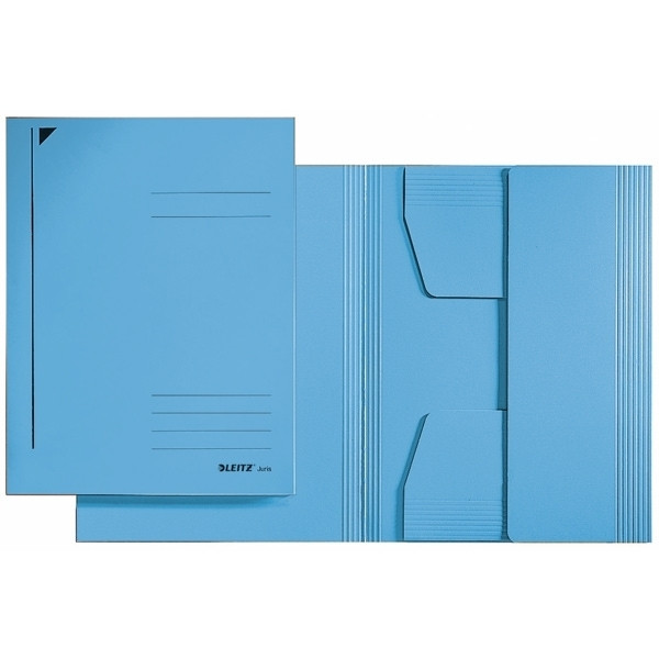 Leitz kartonnen 3-klepsmap met lijnbedrukking A3 blauw 39230035 202882 - 1