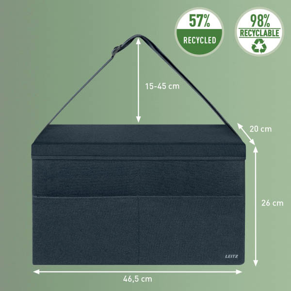 Leitz stoffen opbergtas met deksel grijs (L) SE001135 - 3