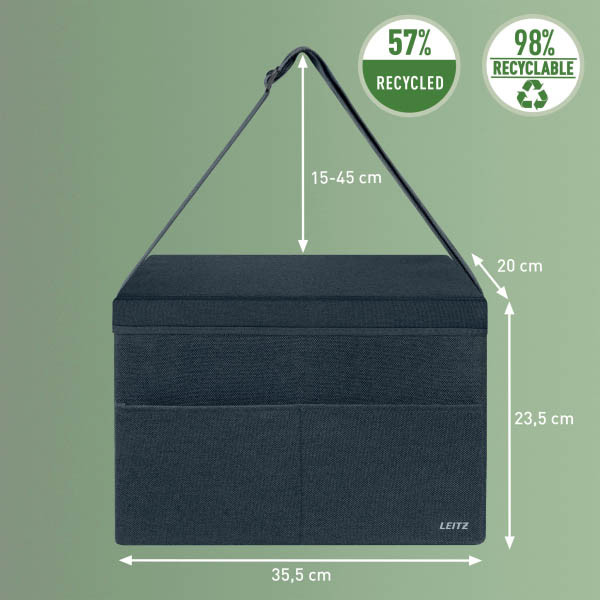 Leitz stoffen opbergtas met deksel grijs (M) SE001136 - 3