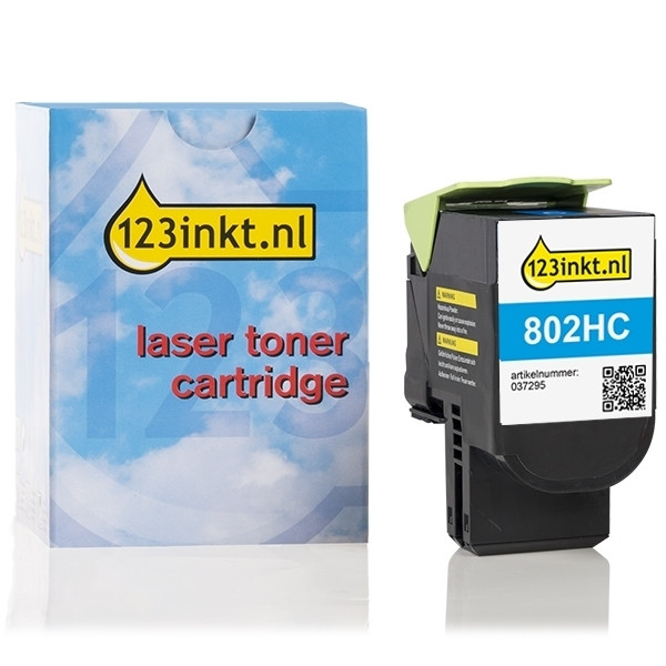 Lexmark 802HC (80C2HC0) toner cyaan hoge capaciteit (123inkt huismerk) 80C2HC0C 037295 - 1