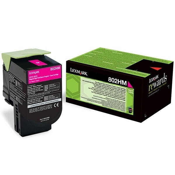 Lexmark 802HM (80C2HM0) toner magenta hoge capaciteit (origineel) 80C2HM0 901809 - 1