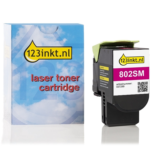 Lexmark 802SM (80C2SM0) toner magenta (123inkt huismerk) 80C2SM0C 037289 - 1