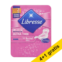 Aanbieding: 5x Libresse Ultra Thin maandverband met vleugels normal (14 stuks) SLI00045