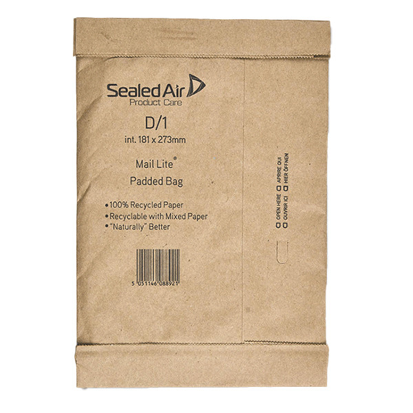 Mail Lite gewatteerde envelop bruin 181 x 273 mm - zelfklevend (100 stuks) A12054 209410 - 1