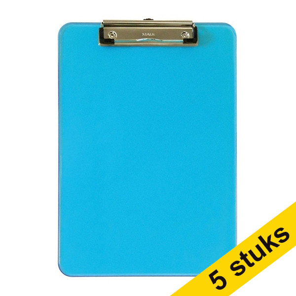 Aanbieding: 5x Maul neon klembord transparant blauw A4 staand 402453 - 1