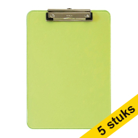Aanbieding: 5x Maul neon klembord transparant groen A4 staand
