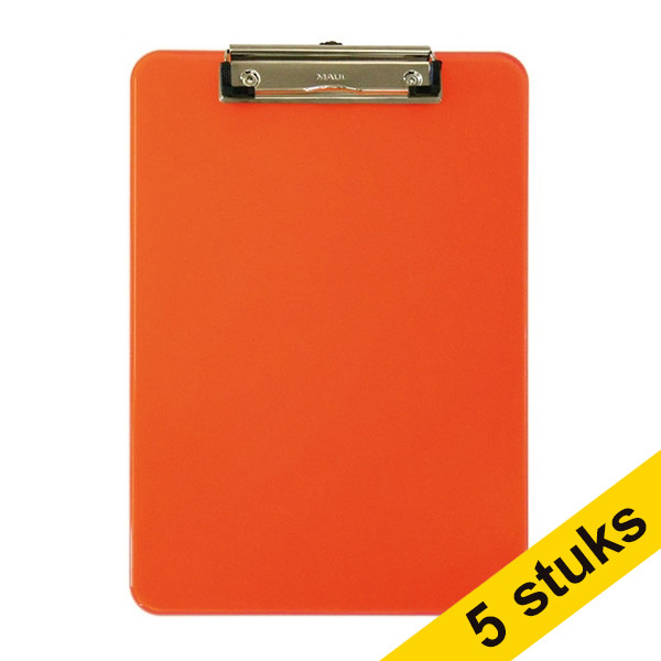 Aanbieding: 5x Maul neon klembord transparant oranje A4 staand 402454 - 1