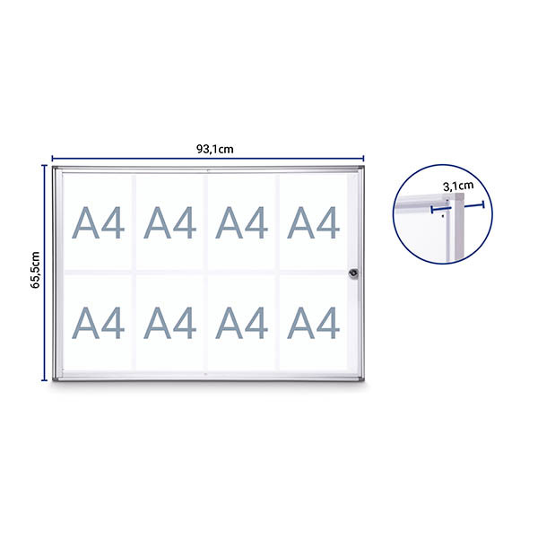 Maul Extraslim binnenvitrine 8 x A4 aluminium 354879 - 4