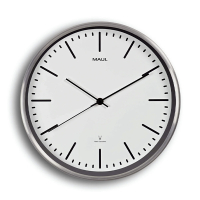 Maul MAULfly radiogestuurde aluminium wandklok zilvergrijs met witte wijzerplaat (Ø 30,5 cm) 9063402 402517