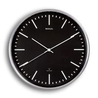 Maul MAULfly radiogestuurde aluminium wandklok zilvergrijs met zwarte wijzerplaat (Ø 30,5 cm) 9063490 402518