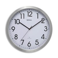 Maul MAULmove radiogestuurde aluminium wandklok zilvergrijs met witte wijzerplaat (Ø 40 cm) 9063108 402493