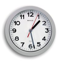Maul MAULstep kunststof wandklok grijs met witte wijzerplaat (Ø 20 cm) 9052995 402496