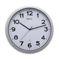 Maul MAULstep radiogestuurde kunststof wandklok grijs met witte wijzerplaat (Ø 40 cm) 9054095 402494