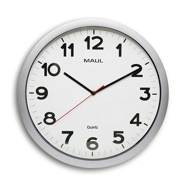 Maul Step kunststof wandklok grijs met witte wijzerplaat (Ø 40 cm) 9054195 402499 - 1