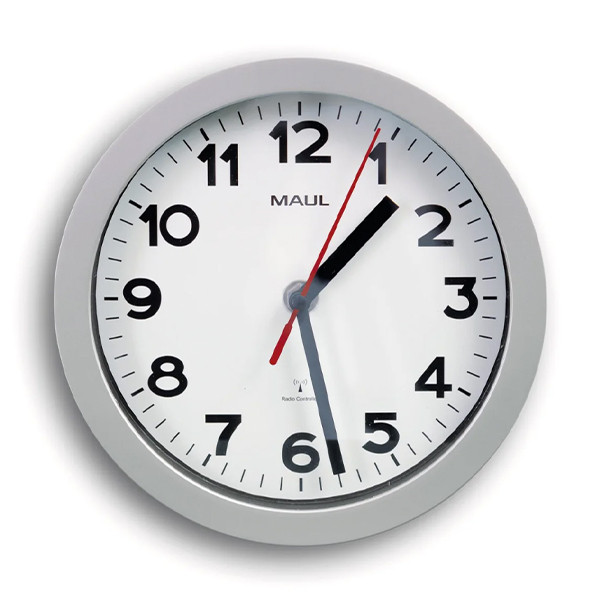Maul Step radiogestuurde kunststof wandklok grijs met witte wijzerplaat (Ø 20 cm) 9052895 402498 - 1