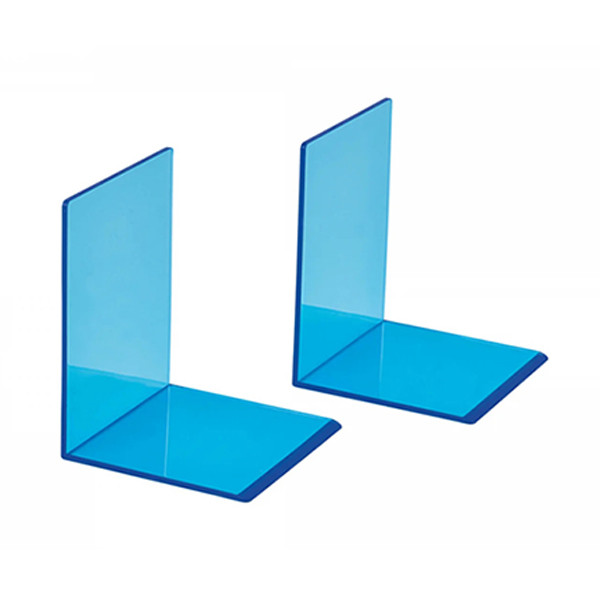 Maul acryl boekensteunen neonblauw transparant 13 x 10 x 10 cm (2 stuks) 3513631 402341 - 2
