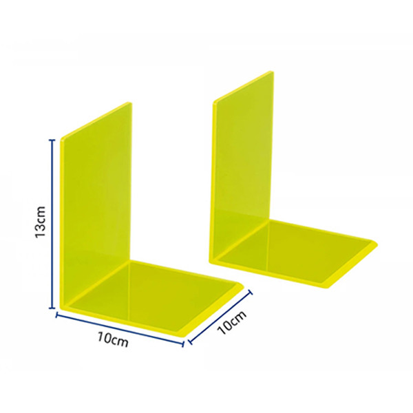 Maul acryl boekensteunen neongeel transparant 13 x 10 x 10 cm (2 stuks) 3513611 402339 - 3