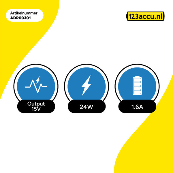 Microsoft Pro 3 adapter (15V, 1.6A, 24W, 123accu huismerk) ADR00301 - 3