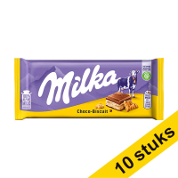 Aanbieding: 10x Milka Choco-Biscuit chocoladereep 100 gram