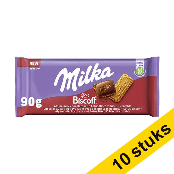 Aanbieding: 10x Milka Choco-Lotus Biscoff chocoladereep 90 gram 137195 - 1