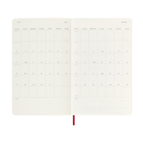 Moleskine large 18 maanden weekagenda 2025/2026 softcover scharlakenrood (EN) 262542 - 4
