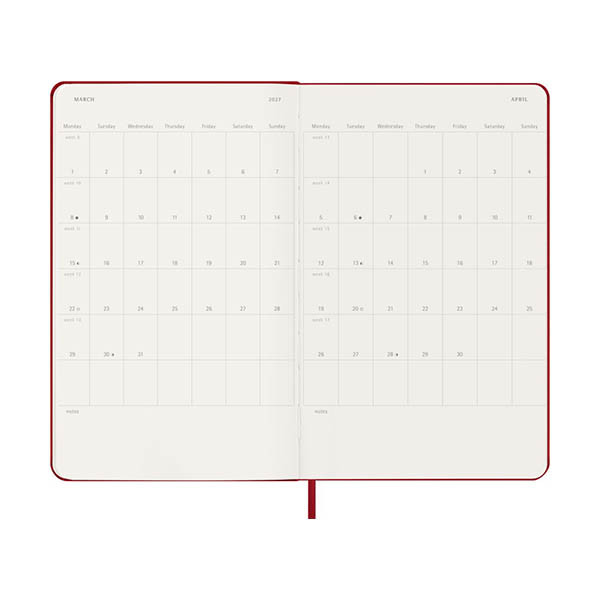 Moleskine large 18 maanden weekagenda 2026-2027 hardcover scharlakenrood EN 440038 - 4
