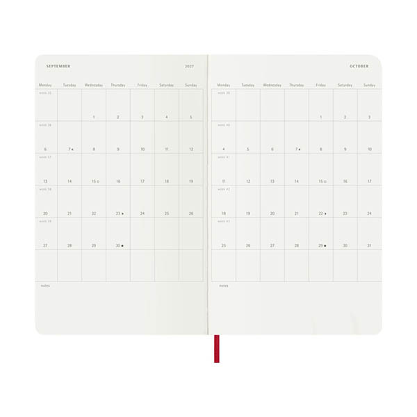 Moleskine large 18 maanden weekagenda 2026-2027 softcover scharlakenrood EN 440042 - 4