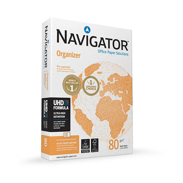 Navigator Organizer papier A4 blanco 80 grams 5 pakken van 500 vel (4-rings) 298360 - 2