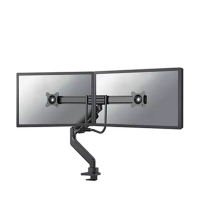 Neomounts Next Core gasgeveerde monitorarm voor 2 monitoren zwart (met klem en bladdoorvoer) 204022