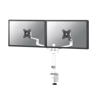 Neomounts Next Lite ruimtebesparende monitorarm voor 2 monitoren wit (met klem en bladdoorvoer) 204014