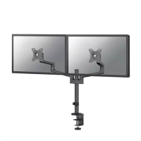 Neomounts Next Lite ruimtebesparende monitorarm voor 2 monitoren zwart (met klem en bladdoorvoer) 204012