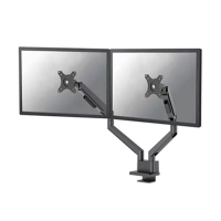 Neomounts Next Slim Desk gasgeveerde monitorarm voor 2 monitoren zwart (met klem en bladdoorvoer) 204019