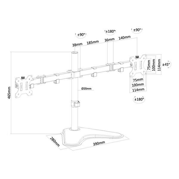 Neomounts monitorarm voor 2 monitoren zwart (staand) FPMA-D550DDBLACK 200303 - 3