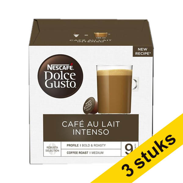 Aanbieding: 3x Nescafé Dolce Gusto Cafe au Lait Intenso koffiecups (16 stuks) 422974 - 1
