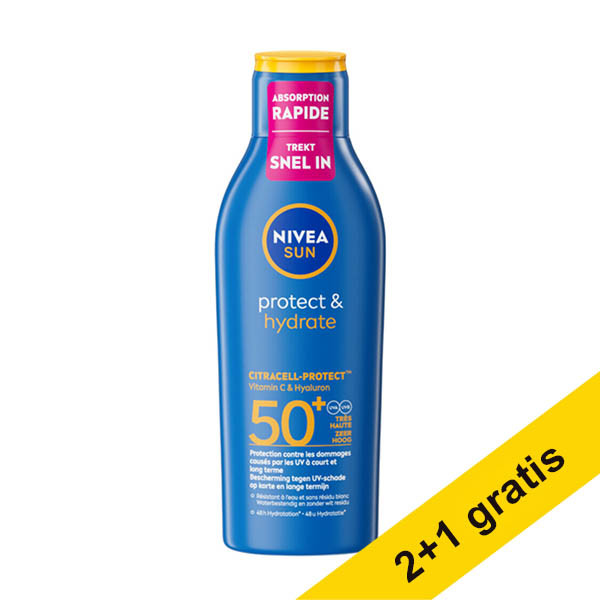 Aanbieding: 3x NIVEA SUN zonnecreme Protect & Hydrate Zonnemelk SPF50+ 200 ML SNI06303 - 1