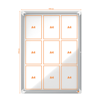Nobo Premium Plus buitenvitrine 9 x A4 metaal 1902580 247487