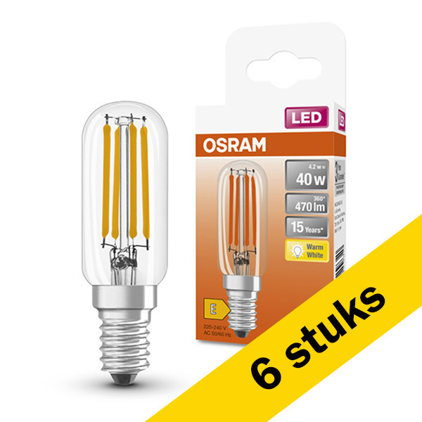 Aanbieding: 6x Osram E14 filament led-lamp buis helder 4.2W (40W) LOS00359 - 1