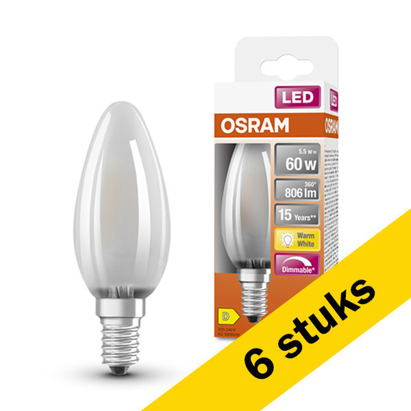 Aanbieding: 6x Osram E14 led-lamp kaars mat dimbaar 5.5W (60W) LOS00141 - 1