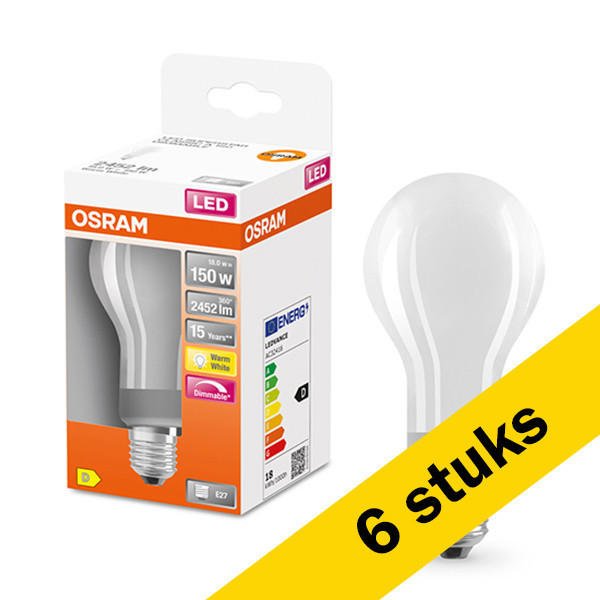 Aanbieding: 6x Osram E27 led-lamp peer mat dimbaar 18W (150W) LOS00057 - 1