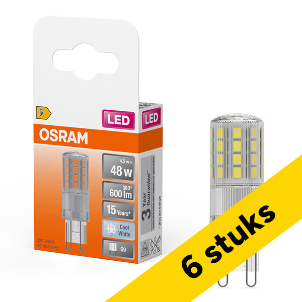 Aanbieding: 6x Osram G9 ledcapsule | SMD | Helder | 4000K | 4.5W (48W) LOS01388 - 1